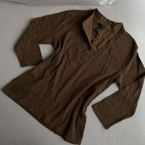 rare earthy lauren ralph lauren vintage brown layered v-neck henley
